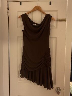 Peppermayo Cowl Neck Asymmetrical Sheer Dress - size L